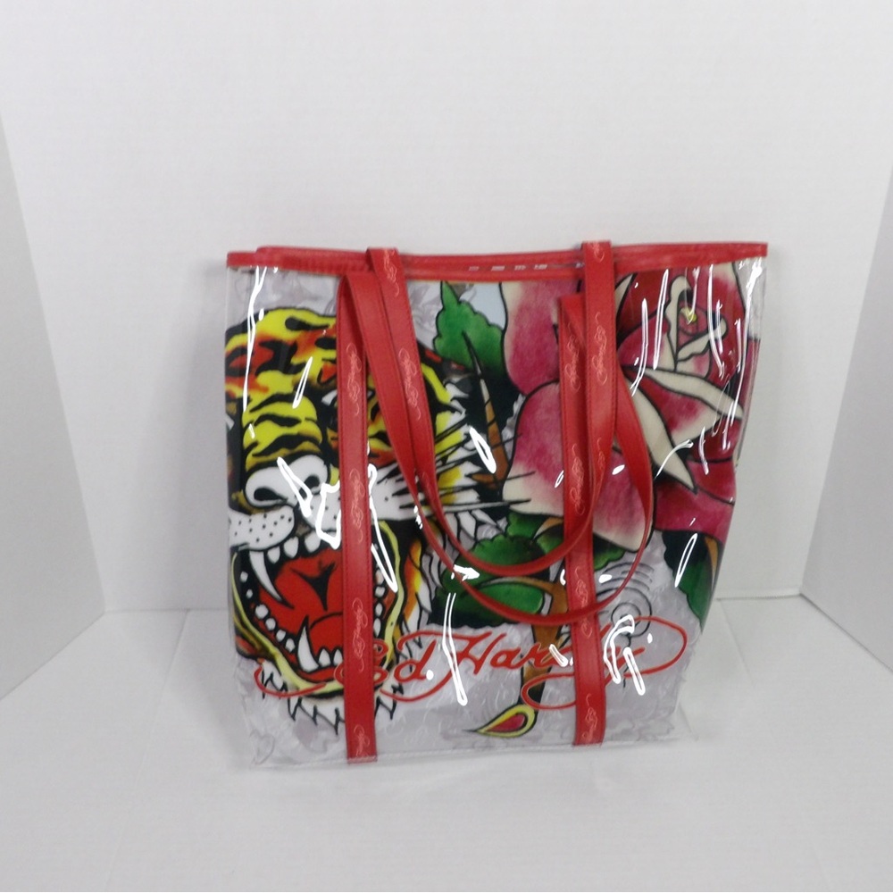 Ed Hardy Red Transparent Tote Bag